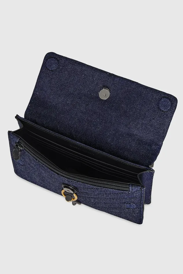 Rebecca Minkoff Edie Mini Crossbody On A Chain Dark Blueblack Women Crossbody Bags