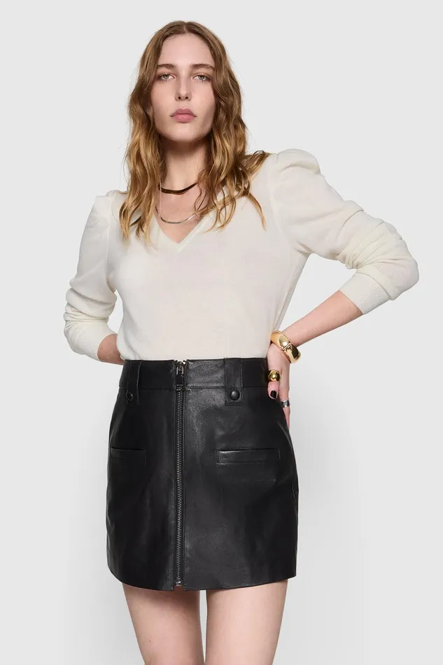 Rebecca Minkoff Julia Leather Skort Black Women Bottoms