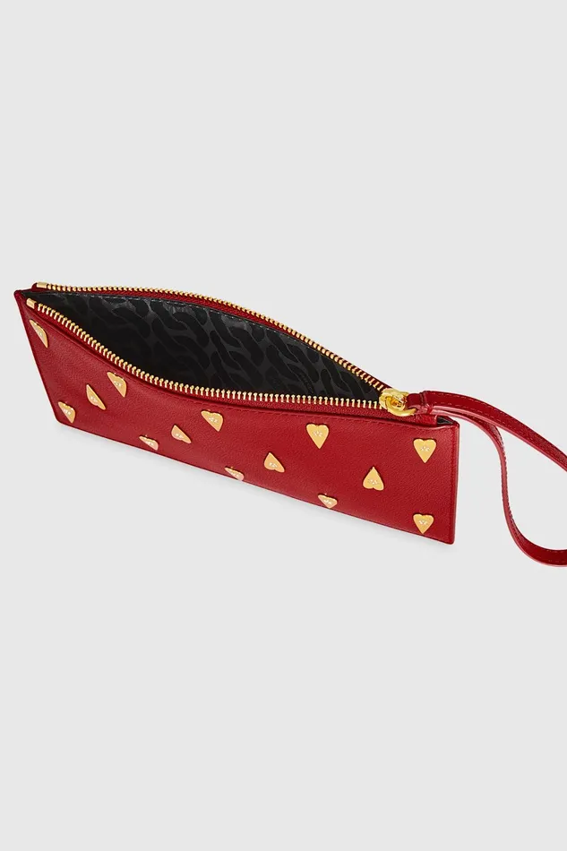 Rebecca Minkoff Medium Heart Studded Pouch Chili Women Clutches