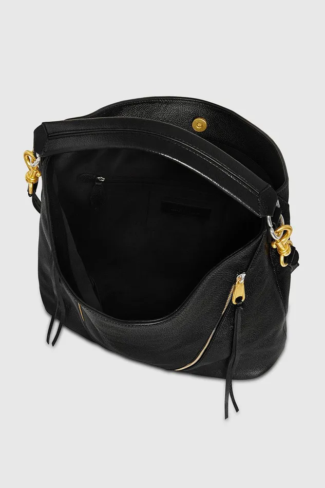 Rebecca Minkoff Moto Double Zip Hobo Black Women Hobo Bags