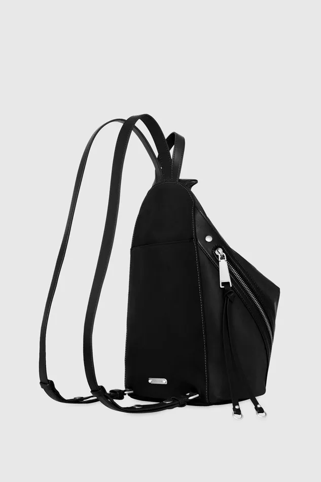 Rebecca Minkoff Nylon Medium Zip Julian Backpack Blacksilver Women Backpacks