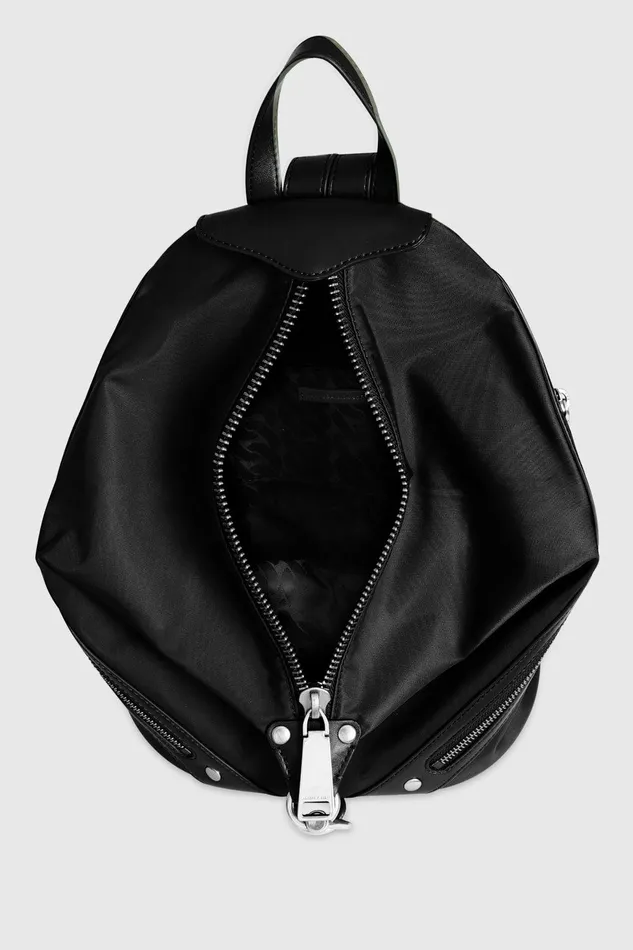 Rebecca Minkoff Nylon Medium Zip Julian Backpack Blacksilver Women Backpacks