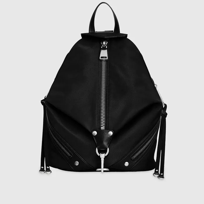 Rebecca Minkoff Nylon Medium Zip Julian Backpack Blacksilver Women Backpacks