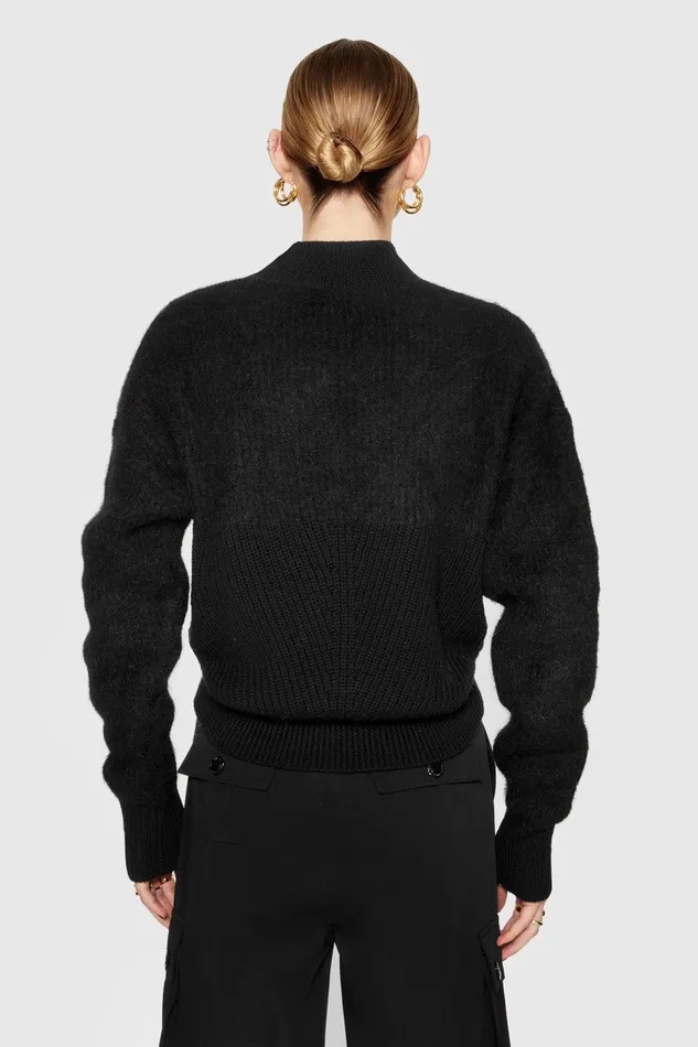 Rebecca Minkoff Priscilla TwoTexture Sweater True Black Women Sweaters and Sweatshirts