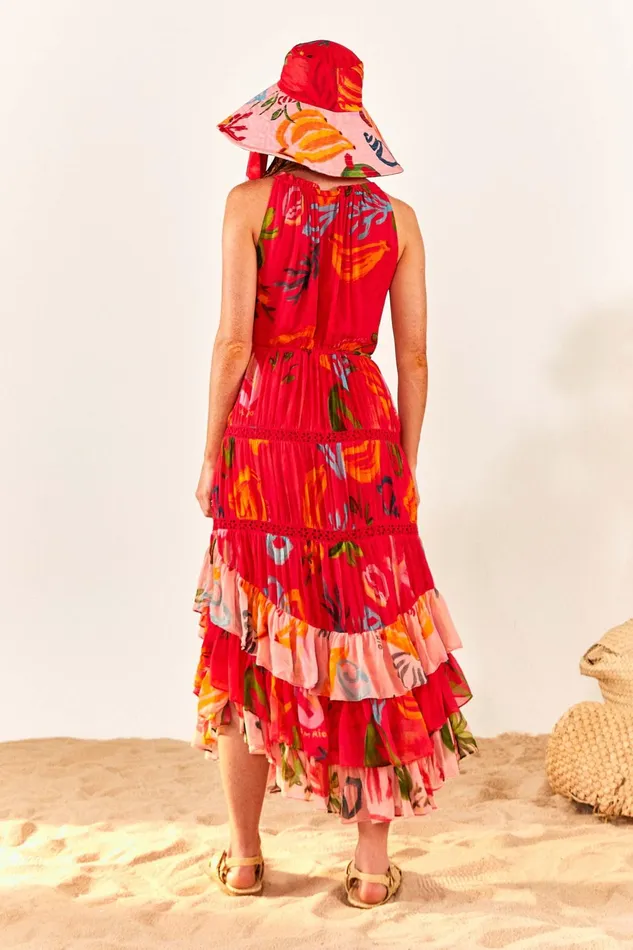 Red Mixed Fruits Ocean Maxi Dress Women Farm Rio Maxi Dresses
