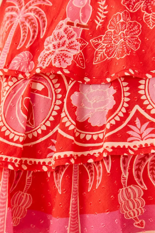 Red Summer Sunrise Mini Skirt Women Farm Rio Skirts