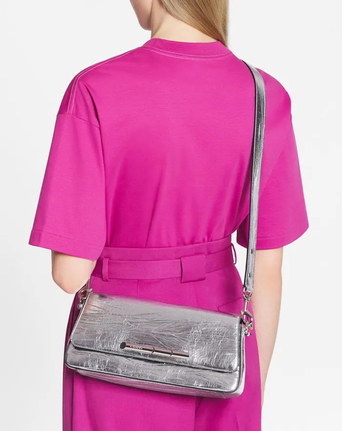 Squence By Lanvin Baguette Bag In Metallic Leather Silver Women Lanvin Crossbody Bags and Shoulder Bags