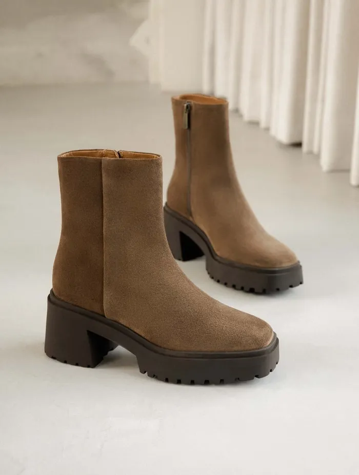 Sadie Khaki Brown Women Bobbies Ankle Boots