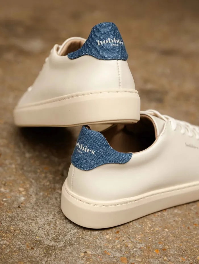 Sanna Off White and Stone Denim Women Bobbies Sneakers