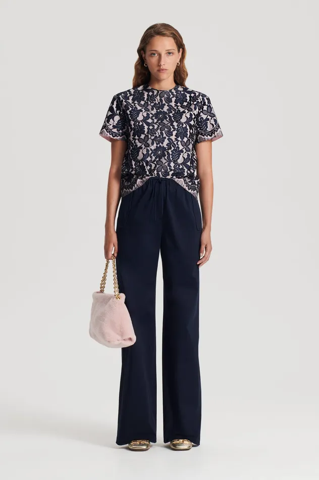 Scanlan Theodore BONDED LACE TOP NAVY Women Tops