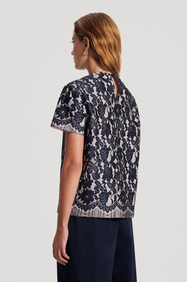 Scanlan Theodore BONDED LACE TOP NAVY Women Tops