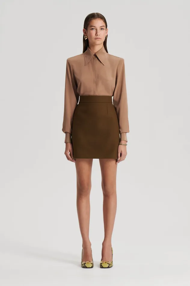 Scanlan Theodore TAILORED MINI SKIRT KHAKI Women Skirts