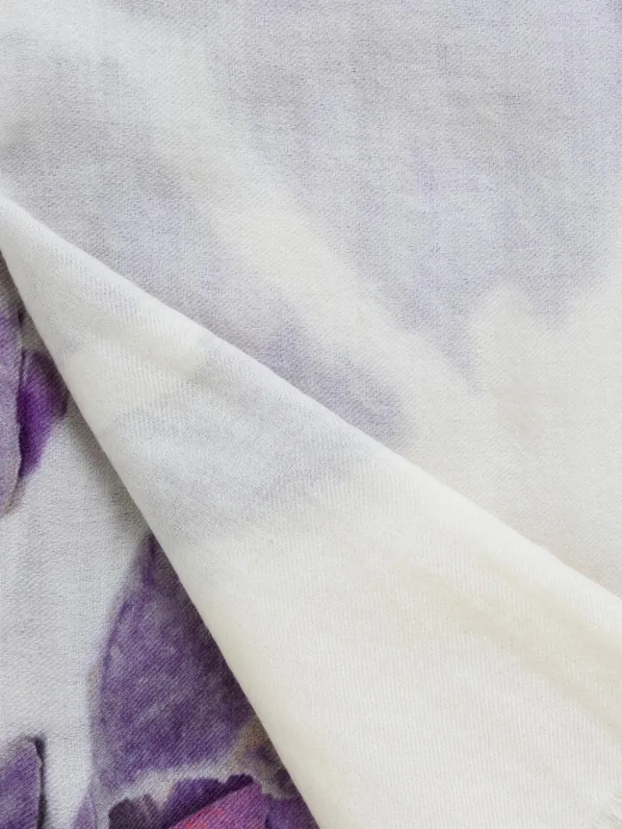 Scarf Cashmere Silk Scattered Orchid Print Orchid Women Akris Cashmere
