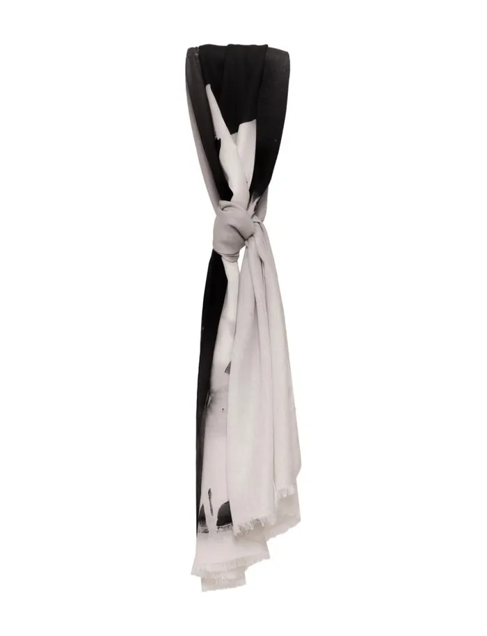 Scarf In Cashmere And Silk With Turf Print Cremello Women Akris Cashmere