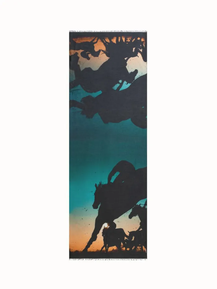 Scarf In Cashmere And Silk With Turf Print Multicolor Women Akris Cashmere