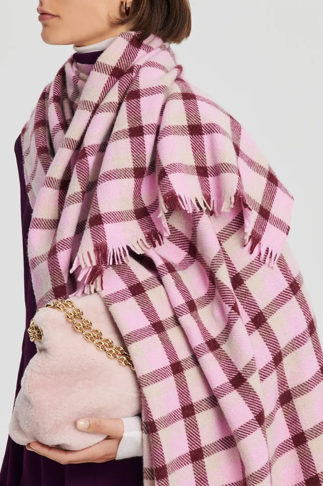 Scarves Women ITALIAN PLAID SCARF PALE PINK Scanlan Theodore
