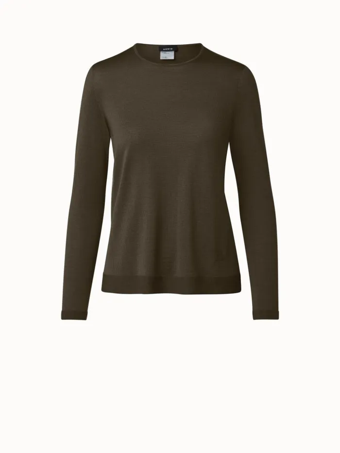 Seamless Cashmere Silk Knit Pullover Moss Women Akris Knitwear