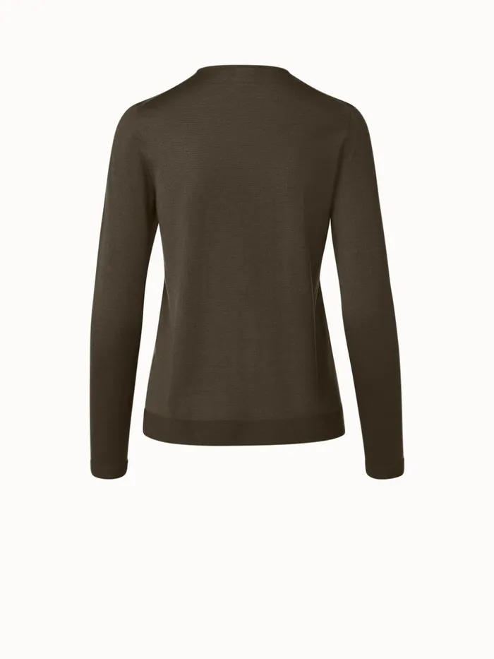 Seamless Cashmere Silk Knit Pullover Moss Women Akris Knitwear