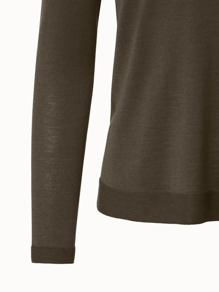 Seamless Cashmere Silk Knit Pullover Moss Women Akris Knitwear