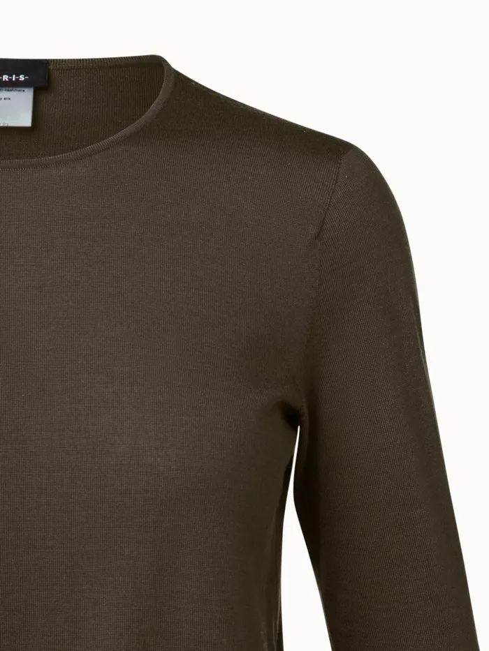 Seamless Cashmere Silk Knit Pullover Moss Women Akris Knitwear