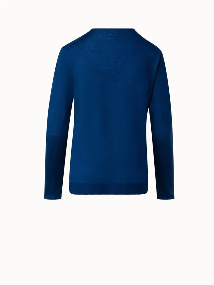 Seamless Cashmere Silk Knit Sweater Denim Women Akris Cashmere