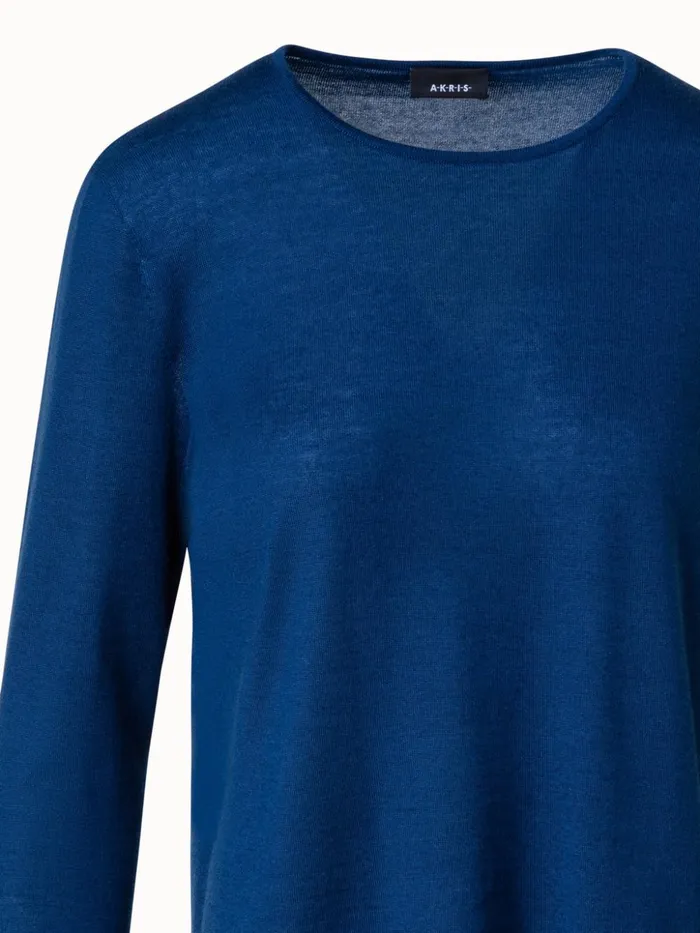 Seamless Cashmere Silk Knit Sweater Denim Women Akris Cashmere
