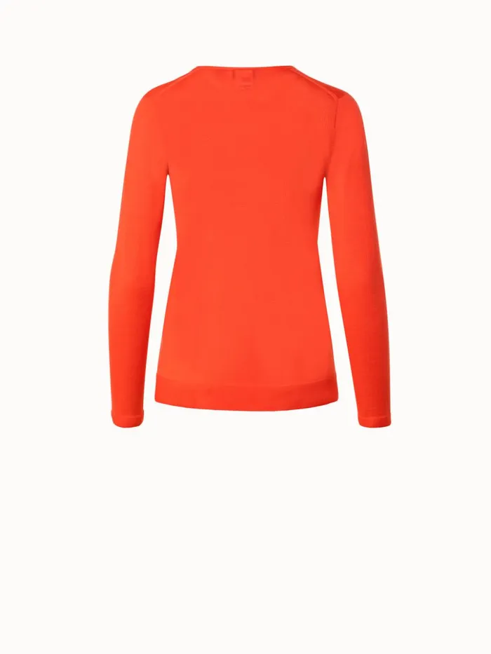 Seamless Cashmere Silk Knit VNeck Pullover Coral Women Akris Knitwear