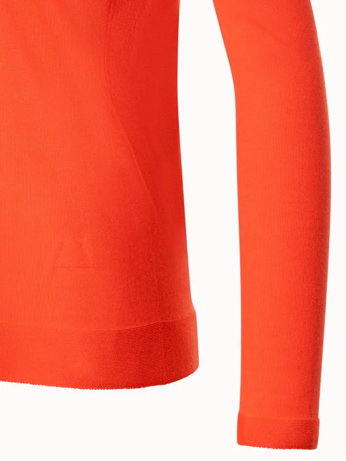Seamless Cashmere Silk Knit VNeck Pullover Coral Women Akris Knitwear