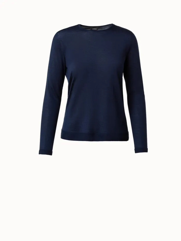 Seamless Pullover From Cashmere Silk Navy Women Akris Knitwear