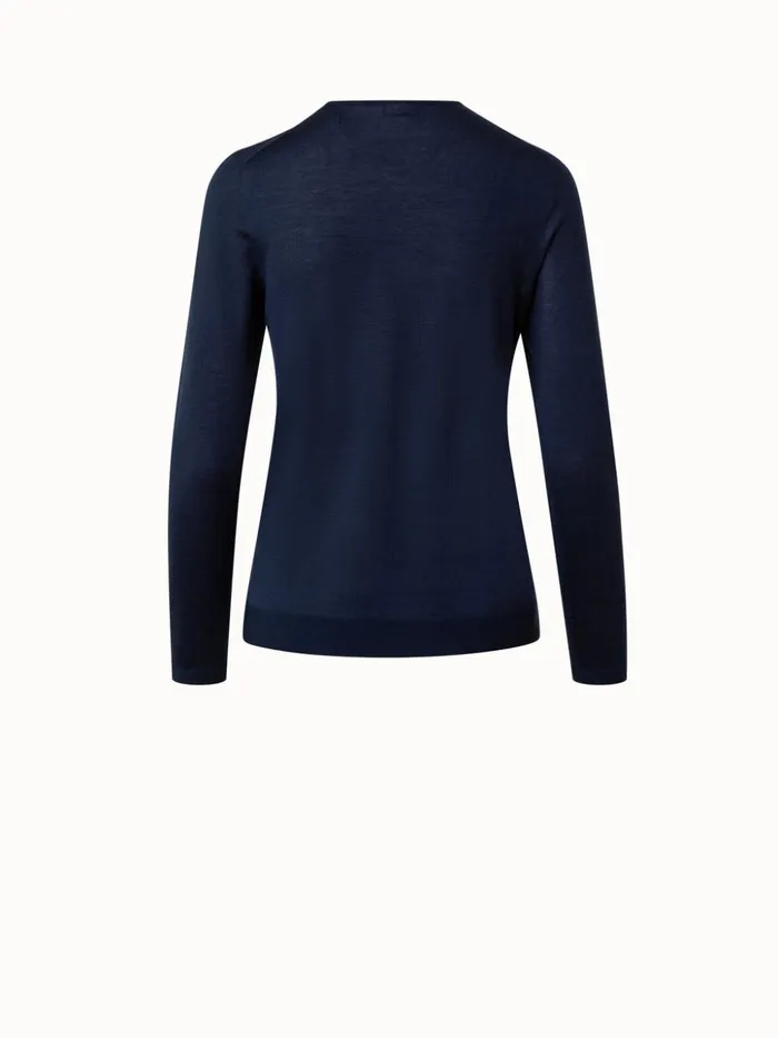 Seamless Pullover From Cashmere Silk Navy Women Akris Knitwear