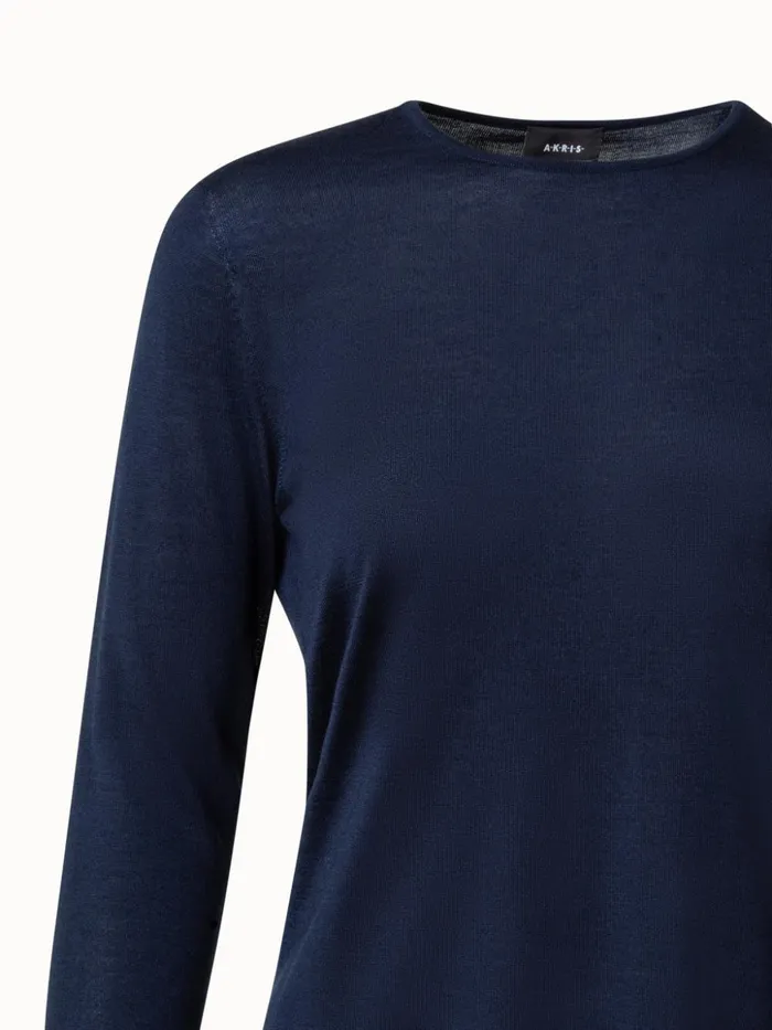 Seamless Pullover From Cashmere Silk Navy Women Akris Knitwear