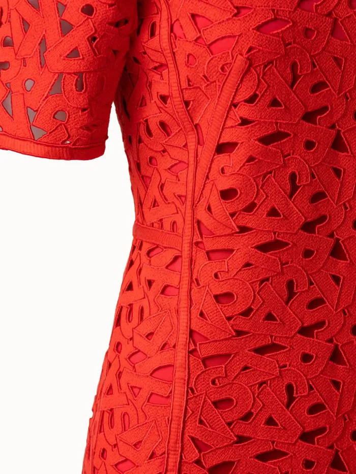 Second Glance Embroidery Sheath Dress Hibiscus Women Akris Dresses