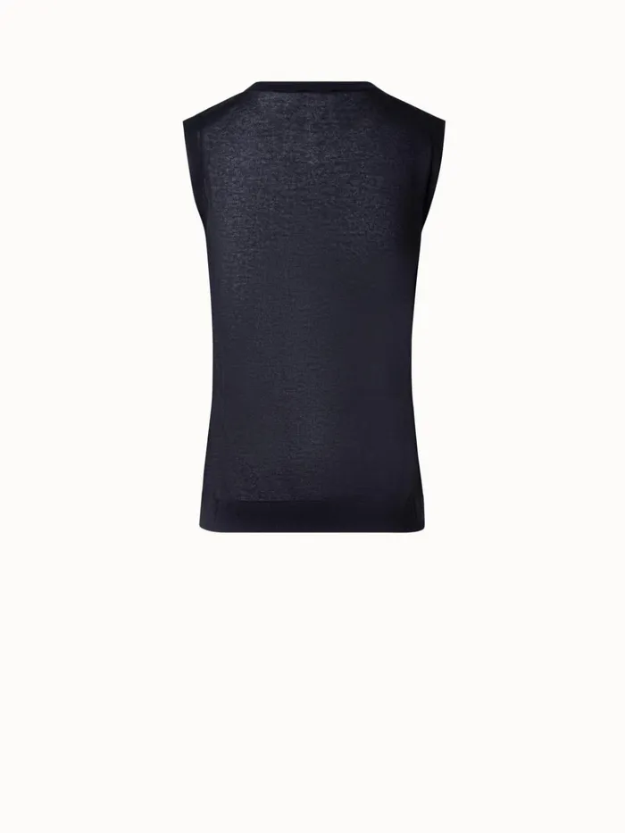 SemiTransparent Knit Top In Cotton Blend Black Women Akris Knitwear