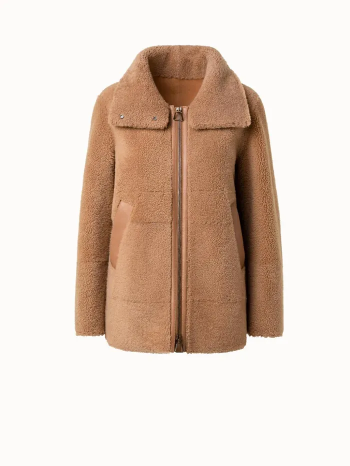 Shearling Jacket Camel Women Akris Jackets