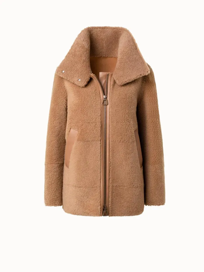 Shearling Jacket Camel Women Akris Jackets