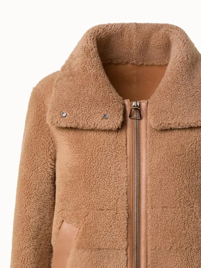 Shearling Jacket Camel Women Akris Jackets