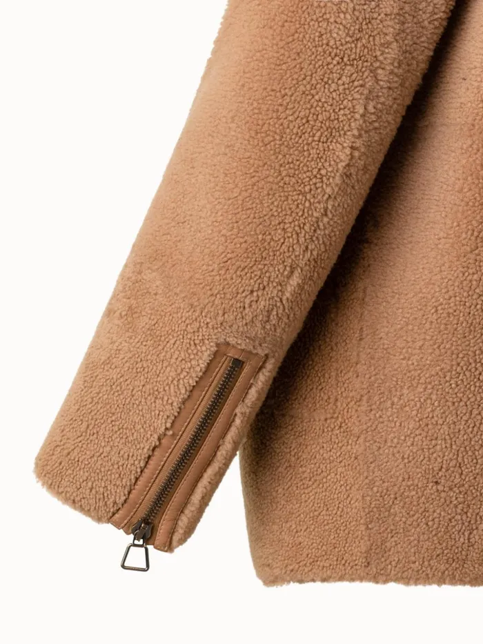 Shearling Jacket Camel Women Akris Jackets