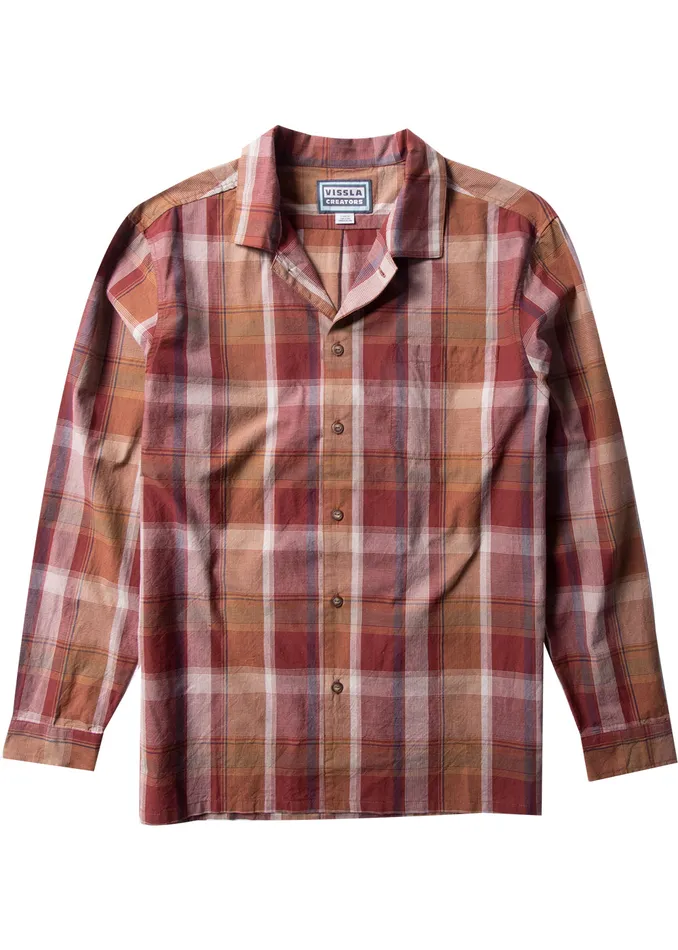 Shirts and Flannels Creators Squash Tail Plaid Eco Ls Shirt Fired Brick 8211 Vissla Men
