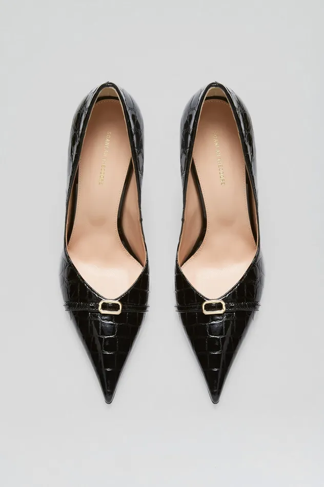 Shoes LEATHER EMBOSSED PUMP 95 BLACK Scanlan Theodore Women