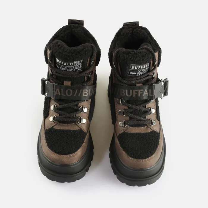 Shop Boots and AnkleBoots BUFFALO Aspha Com Mid Warm Brown Black