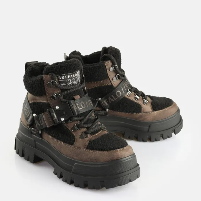 Shop Boots and AnkleBoots BUFFALO Aspha Com Mid Warm Brown Black