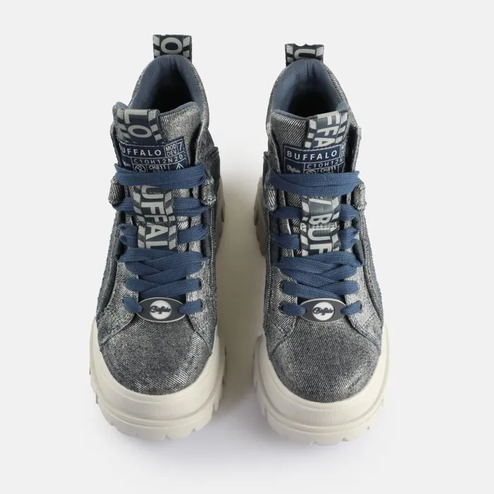 Shop Boots and AnkleBoots BUFFALO Aspha Nc Mid Metallic Blue Silver