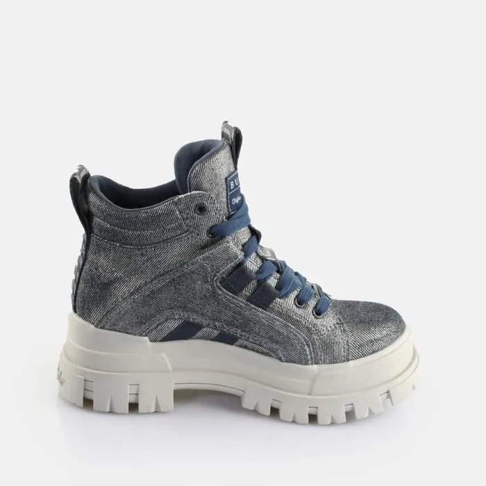 Shop Boots and AnkleBoots BUFFALO Aspha Nc Mid Metallic Blue Silver