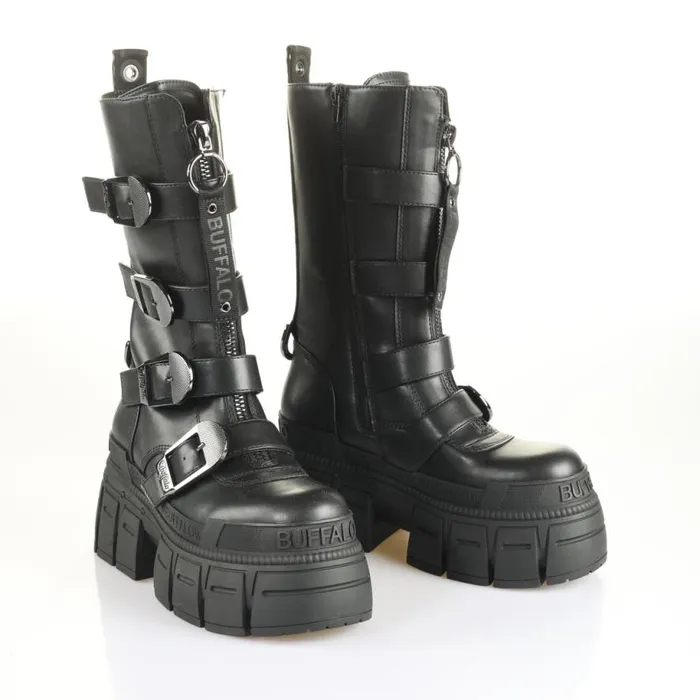 Shop Boots and AnkleBoots BUFFALO Gospher Biker Hi Zip Black