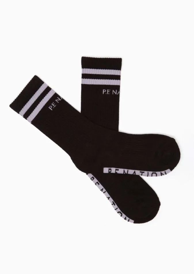 Shop MARATHON CREW SOCK TWIN PACK IN BLACKGREY PE Nation Socks
