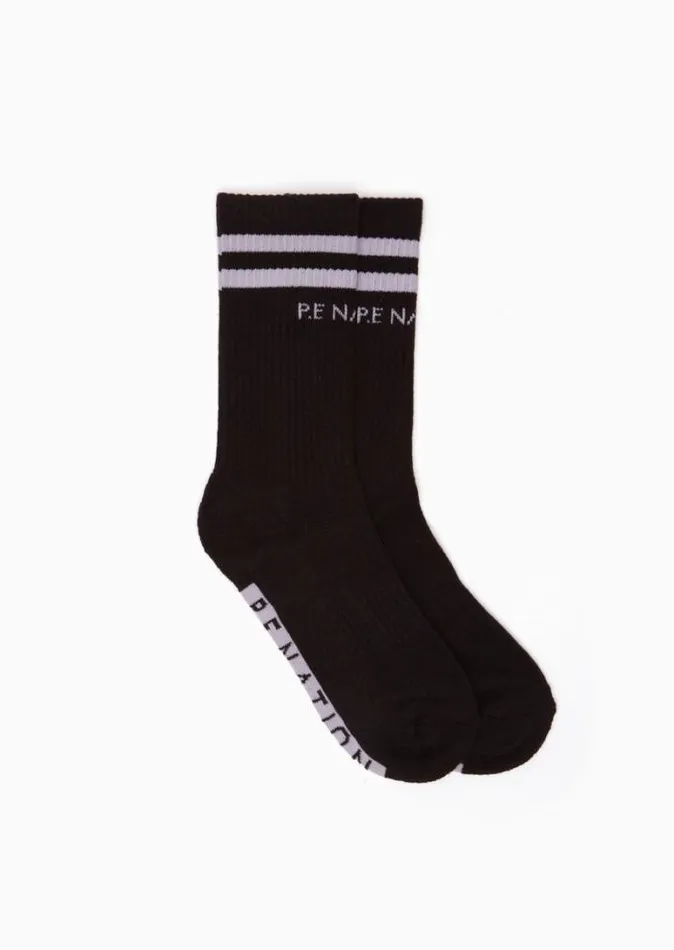 Shop MARATHON CREW SOCK TWIN PACK IN BLACKGREY PE Nation Socks