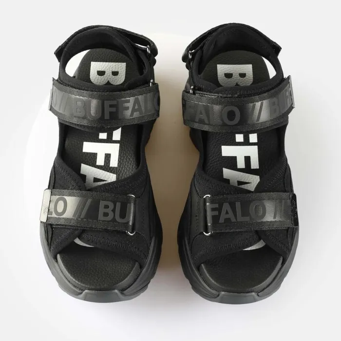 Shop Sandals and Slides BUFFALO Binary 0 Schwarzschwarz