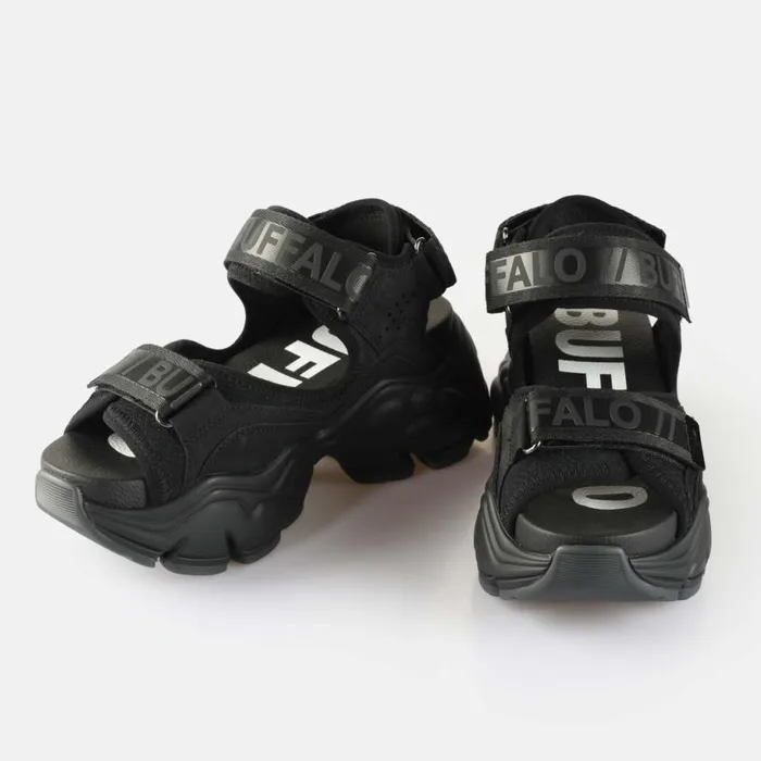 Shop Sandals and Slides BUFFALO Binary 0 Schwarzschwarz