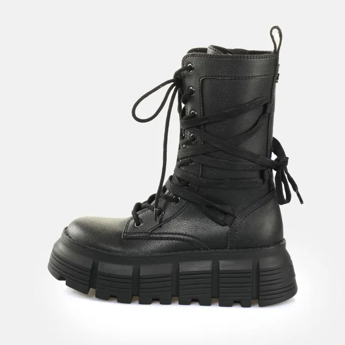 Shop Vegan Shoes BUFFALO Ava Lace Up HI2 BS Black