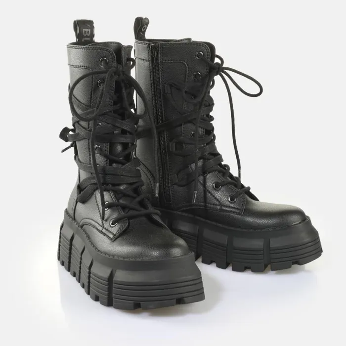 Shop Vegan Shoes BUFFALO Ava Lace Up HI2 BS Black